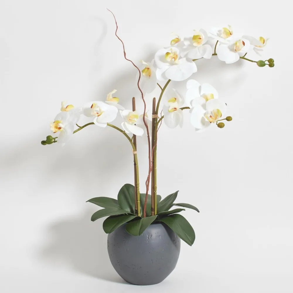 

Artificial White Orchid, High-quality Artificial Indoor Flower Display Stand, Beautiful Sculptures of Flowers and Leaves