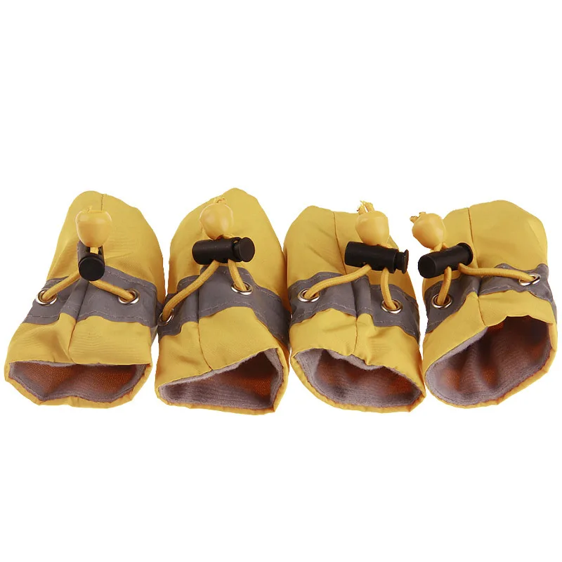 Dog Supplies Waterproof Pet Dog Shoes Booties Fleece Lined Anti-Slip Sole 4pcs Set for Small Medium Large Dogs Winter Walking