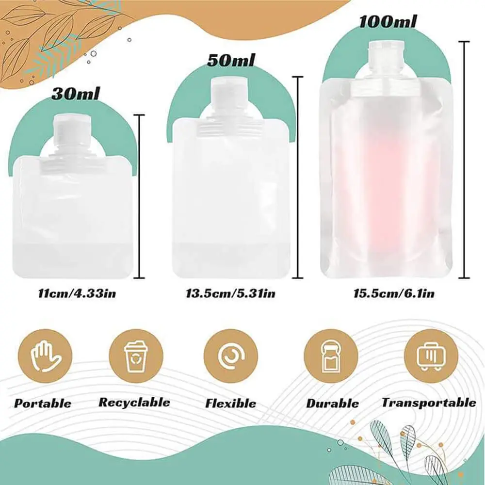 12Pcs 30/50/100ML Thickened Travel Subpackage Cosmetic Lotion Shower Gel Shampoo Portable Facial Cleanser Leak Proof Refillable