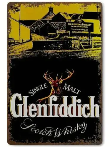 1 año, cartel de metal novedoso de whisky de malta individual Glenfiddich