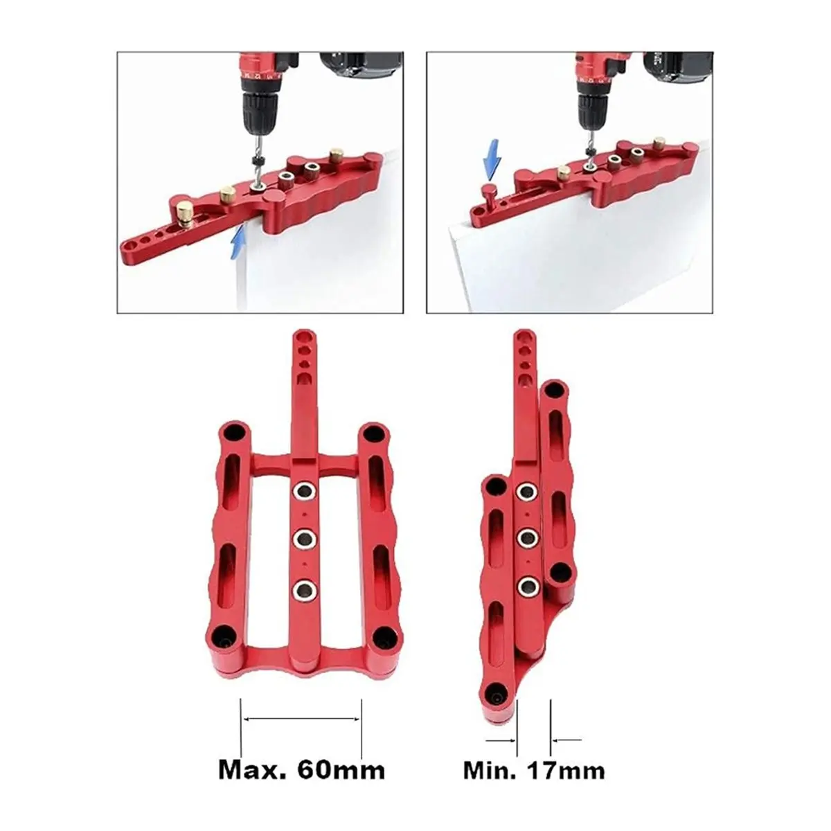 Woodworking Joinery Hole Drill Guide Self Centering Punching Locator Tool Positioner Locator for Metric Dowels A