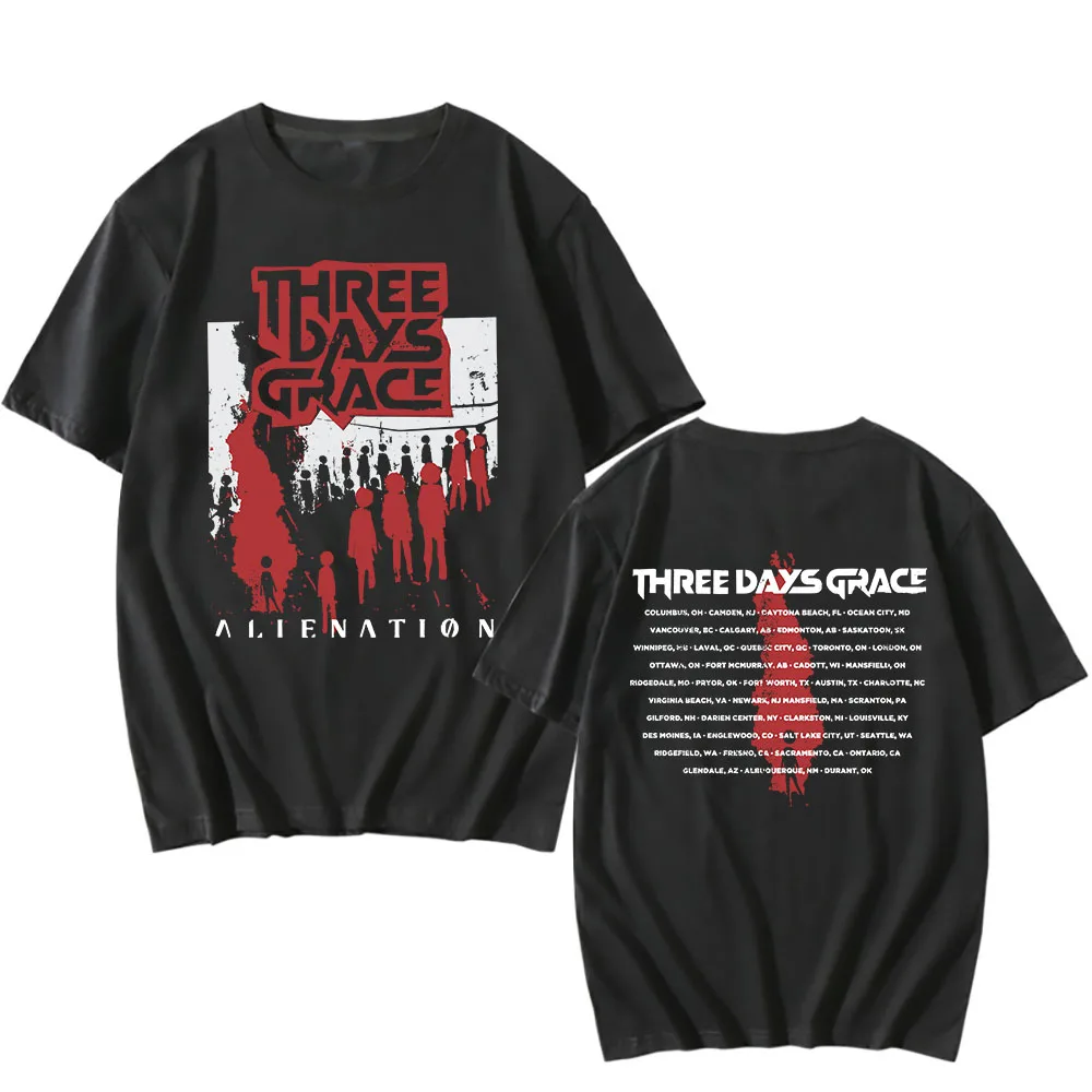 

ALIENATION 2025 TOUR TEE THREE DAYS GRACE Printing Tshirts Cotton Fashion Short Sleeve T-shirt Unisex Streetwear Men Women Shirt