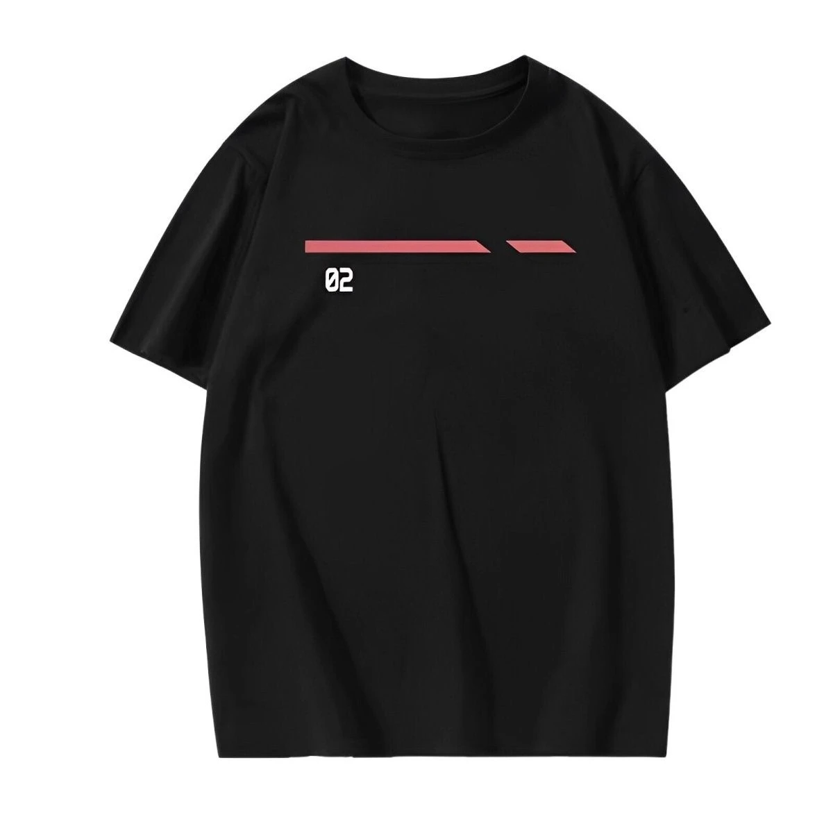 Minimalist Red Line Number Print on Premium 100% Cotton Mens T Shirt Perfect for Summer Streetwear and Anime Inspired Style
