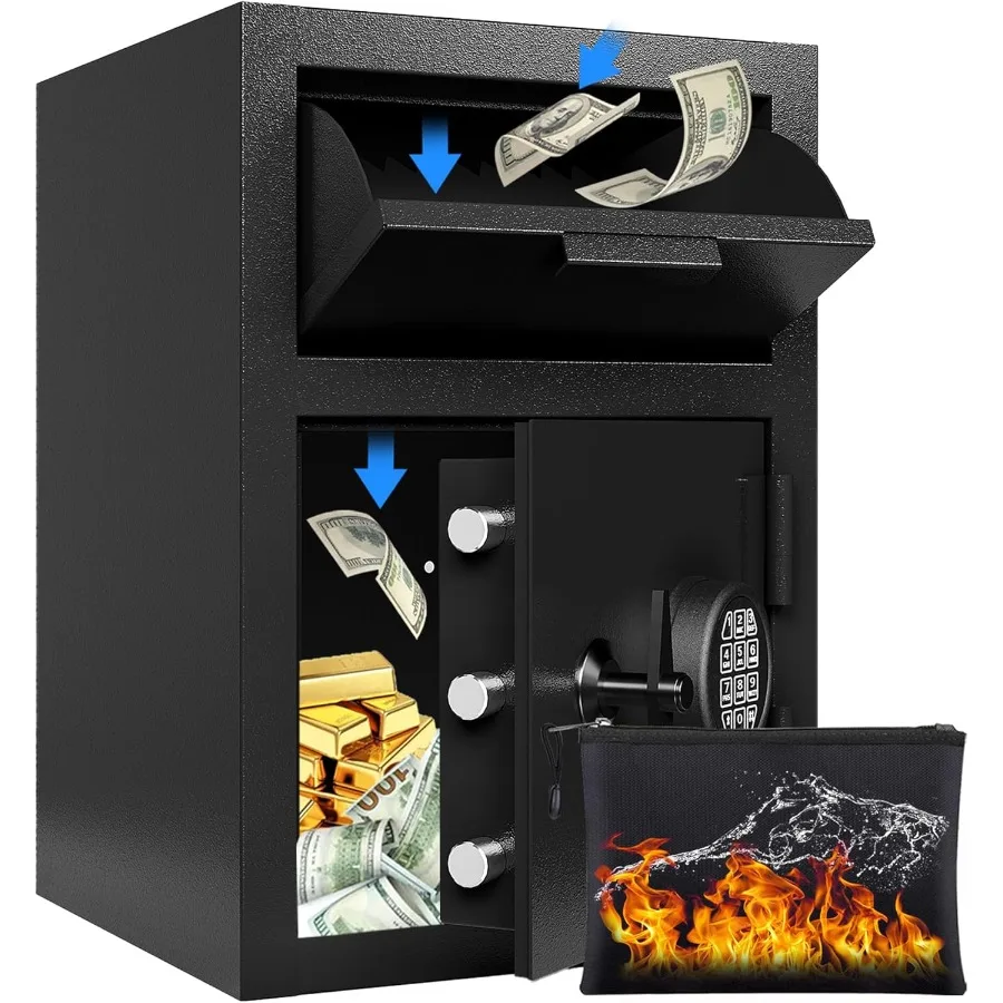 

Drop Safe for Business Depository Cash Safes with Drop Slot 2.6 CUB Money Safe Box with Digital Combination and AntiFishing for