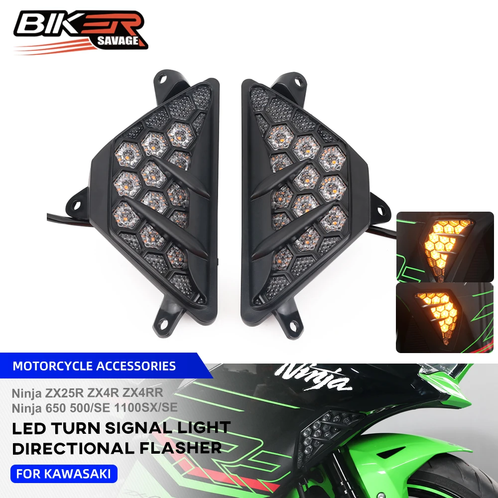 

2025 Ninja 500 650 Turn Signal Indicator Light For Kawasaki Ninja ZX-4R ZX4RR ZX25R 1100SX/SE LED Flasher Blinker With Resistor