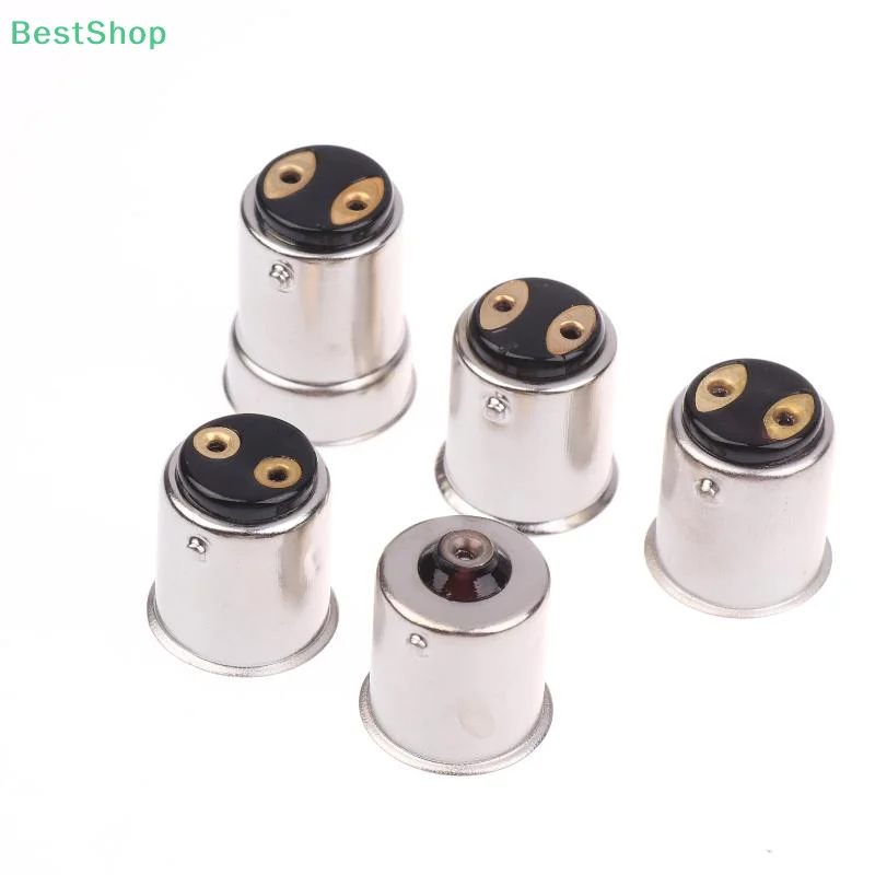 10Pcs B15 Brass-nickel Plated Lamp Cap 1156 Single Contact Bayonet Auto Lamp Holder BA15S BAY15D Auto Bulb Holder Cap