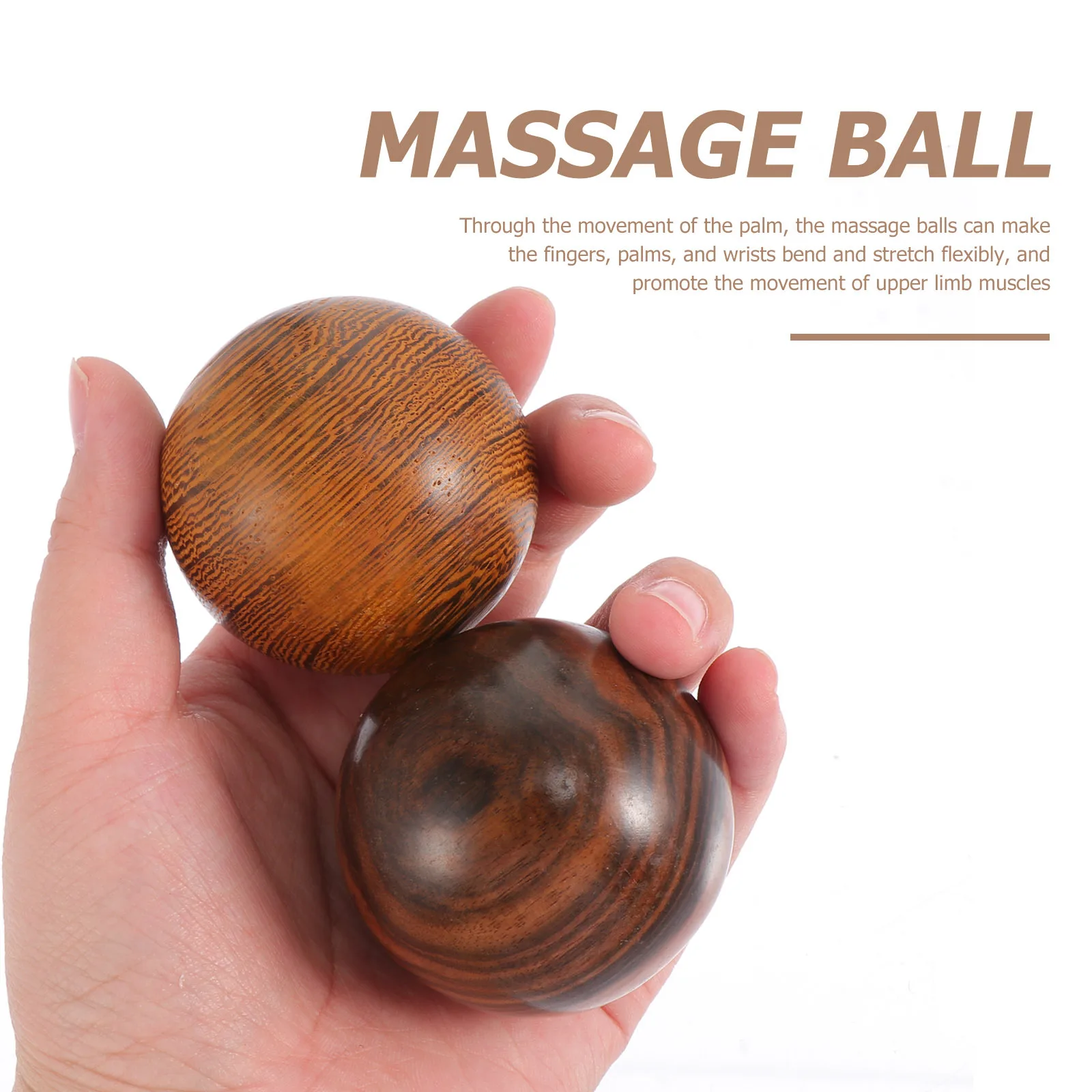 

2Pcs Hand Massage Ball Solid Wood Acupressure Therapy for Hand Wrist Relief Elderly Muscle Relaxation Decompression Tool