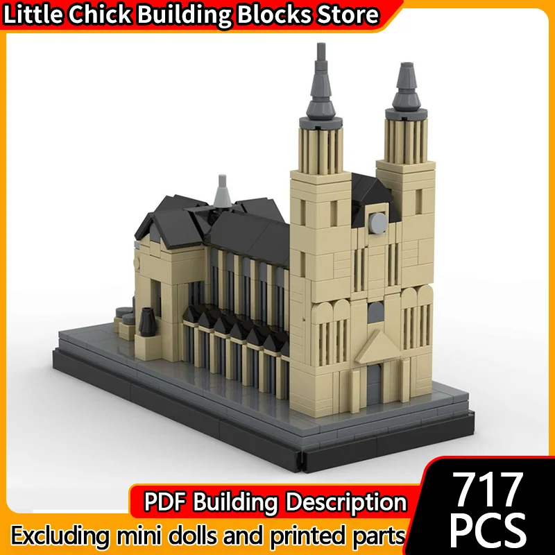 중세 성 모델 MOC 빌딩 블록 빈티지 교회 건축 모듈형 기술 선물 휴일 조립 어린이 장난감