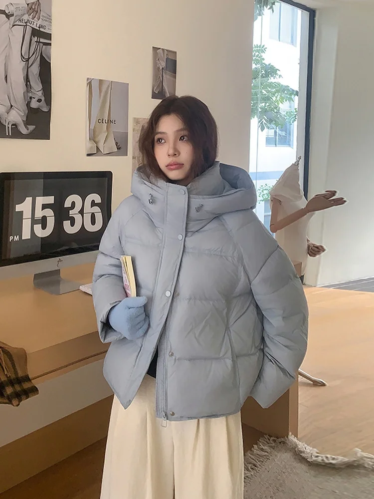 Vrouwen ort Puffy Katoen Jaet 2025 Winter Nieuwe Sle Brood aap Thiened Kapmantel Koreaanse Sle Loose Fit Bovenkleding