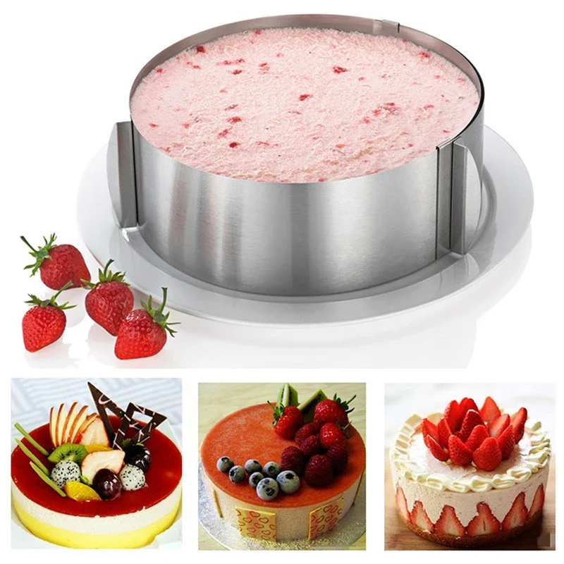 16-30cm Adjustable Cake Layered Slicer Stainless Steel Retractable Circular Mousse Ring Cut Tool Round Cake Cutter