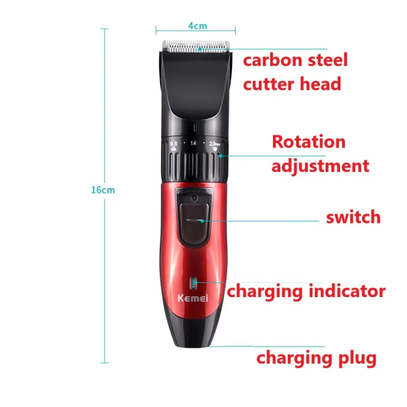 Kemei KM-730ผม Clipper ตัดผมไฟฟ้ากำจัดขนเครื่องโกนหนวด Beard Trimmer มีดโกนผม Trimmer