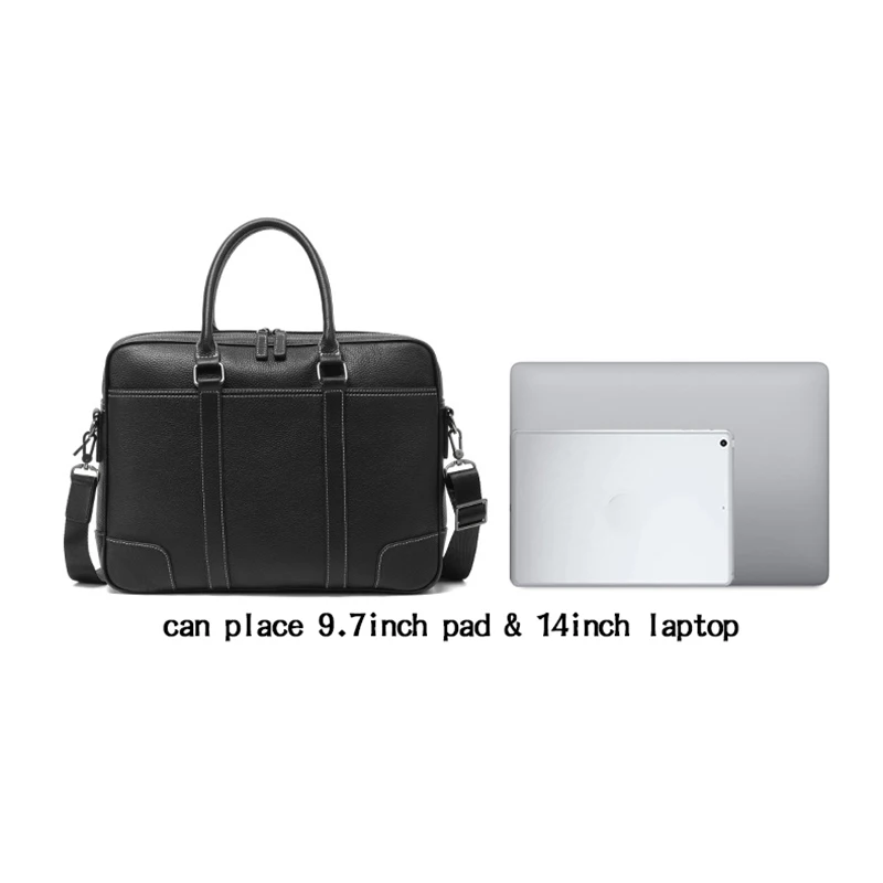 Valigetta in pelle di mucca TURE modello Lichee borsa in vera pelle da uomo borsa a tracolla da uomo con doppia cerniera borsa a tracolla formale da lavoro