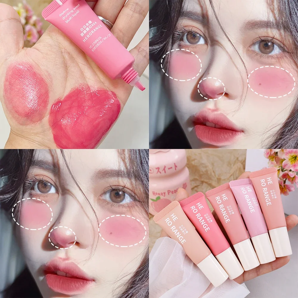 Moisturizing Liquid Blush Waterproof Lasting Color Rendering Natural Brightening Cheek Rouge Cream Velvet Facial Blush Cosmetics