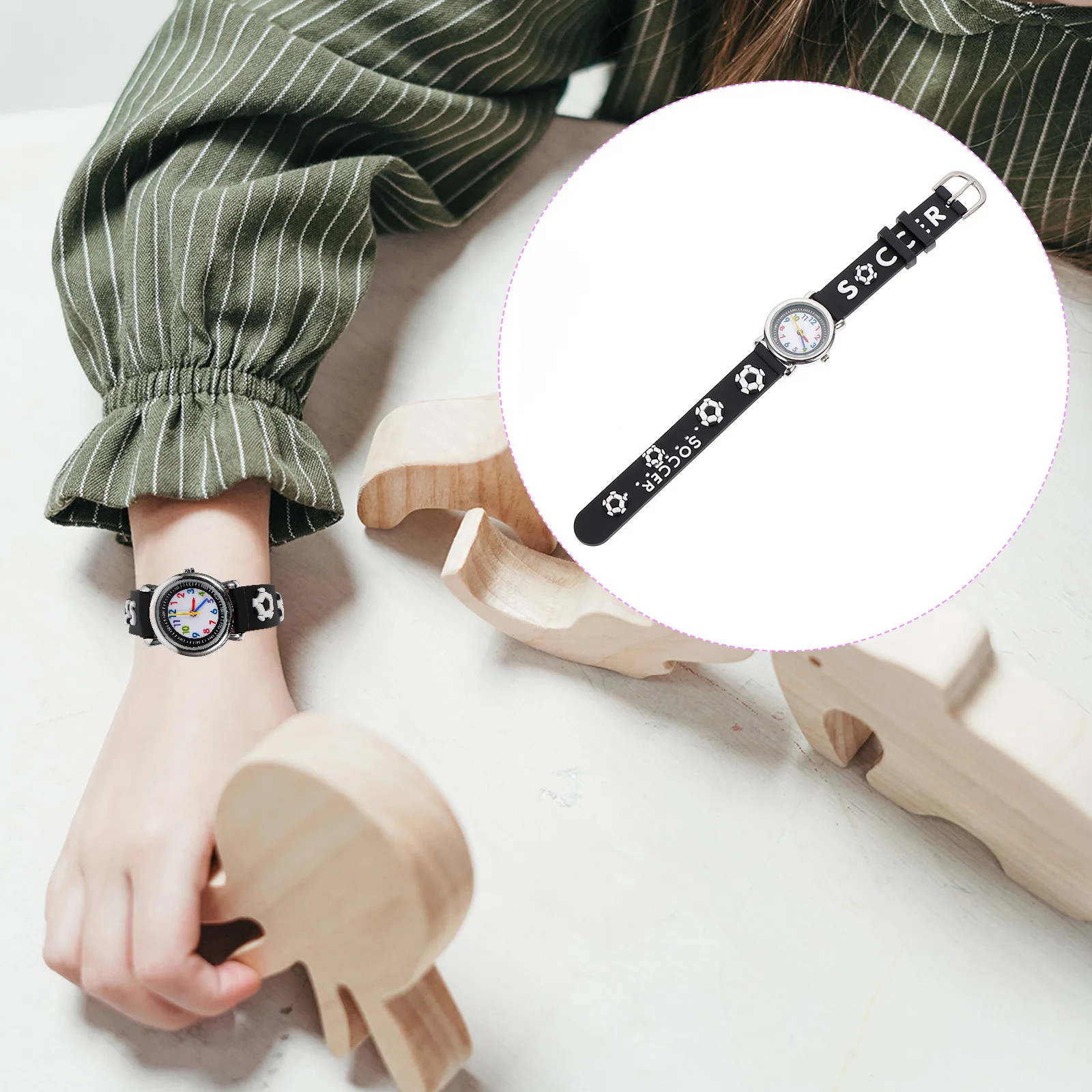 ساعة كرة القدم بتصميم كرتوني ثلاثي الأبعاد، قرص كبير، سهلة القراءة، ساعة كوارتز للطلاب، ساعة هدية متينة