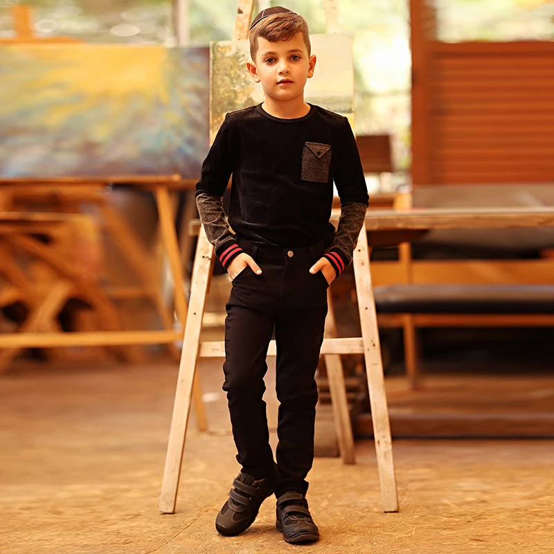 Children's Black/Navy Fit Stretch Skinny Trousers - Boys/Girls Casual Stretchy Pants for Weekday/Shabbos