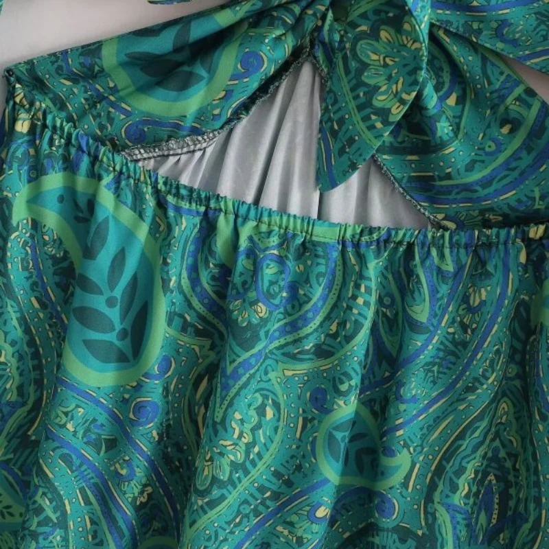 فستان نسائي مجوف بدون ظهر وأكمام طويلة وعقدة ربطة عنق أنيق للحفلات المسائية #6