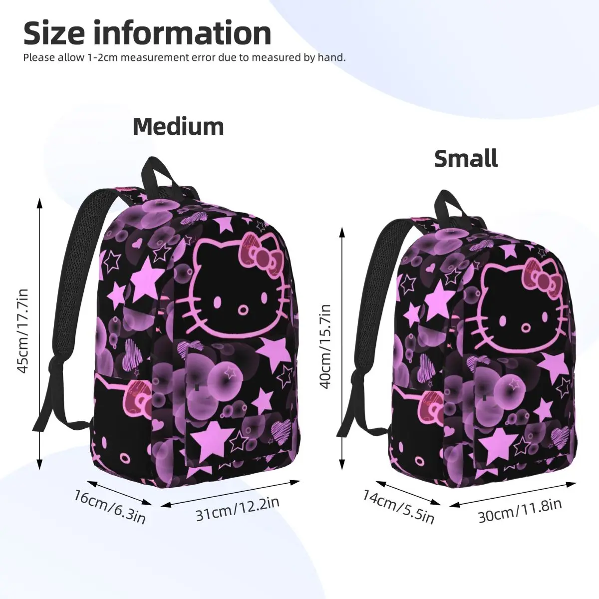 Hello Kitty Punk Style Backpack Student School Bookbag Daypack Preschool Kindergarten Bag Outdoor