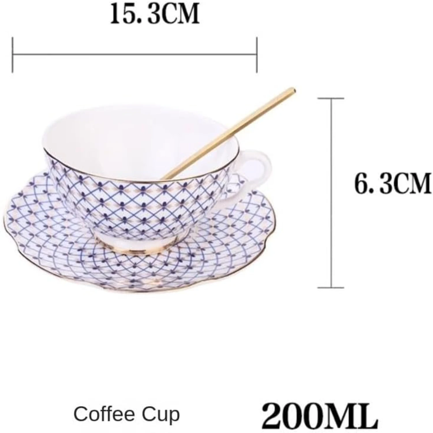 ea rituals, this exquisite bone china coffee mug and saucer set features a stunning blue grid design. Indulge in the luxury of s