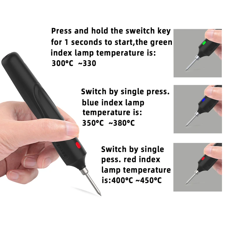 Soldador inalámbrico con temperatura de YB-8WThree-speed, herramienta de soldadura electrónica con batería extraíble, recargable