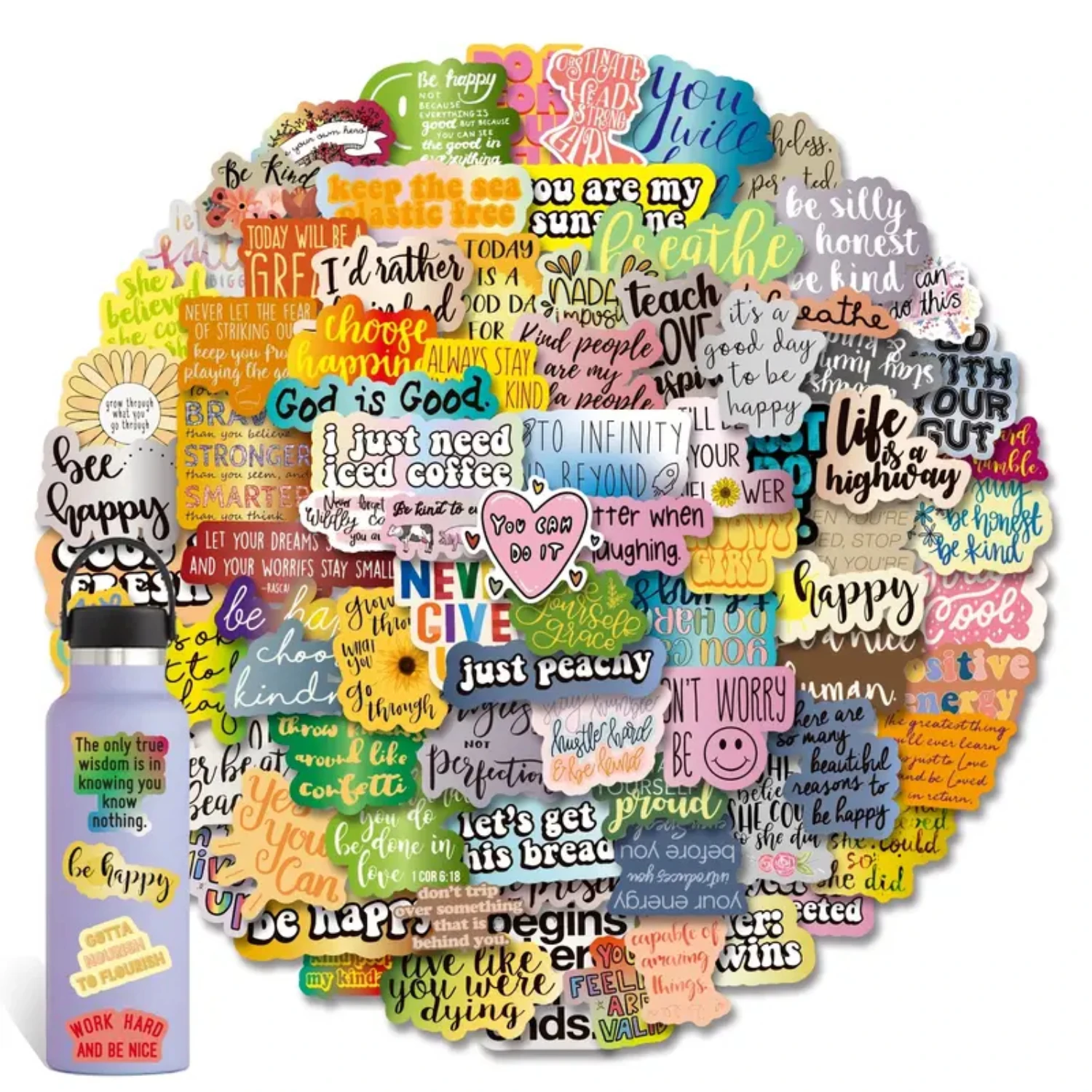 100Pcs Inspirational Words Stickers Motivational Quote Stickers For Teens And Adults Trendy Vinyl Positive Sticker For Water Bot