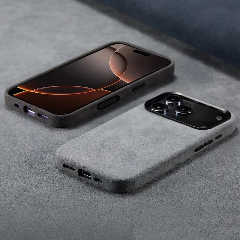 

Premium Leather Magnetic Attraction Case For iPhone 17 Pro Max 17 Air High-end Supercar Interior Same Suede Phone Back Cover