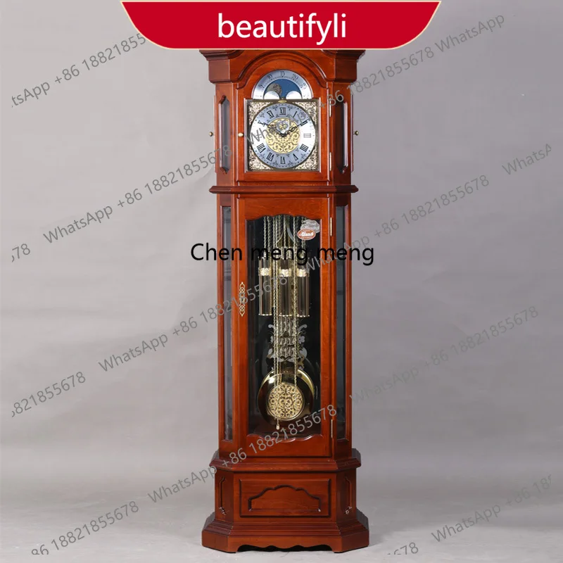 Floor clock living room solid wood mechanical copper timekeeping movement seat clock classical vertical a55