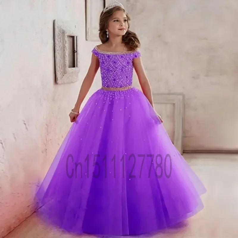 Flower Girl Dress Beautiful Wedding Party Little Bridesmaid Lace Long School Graduation Dinner Performance Vestidos De Fiesta