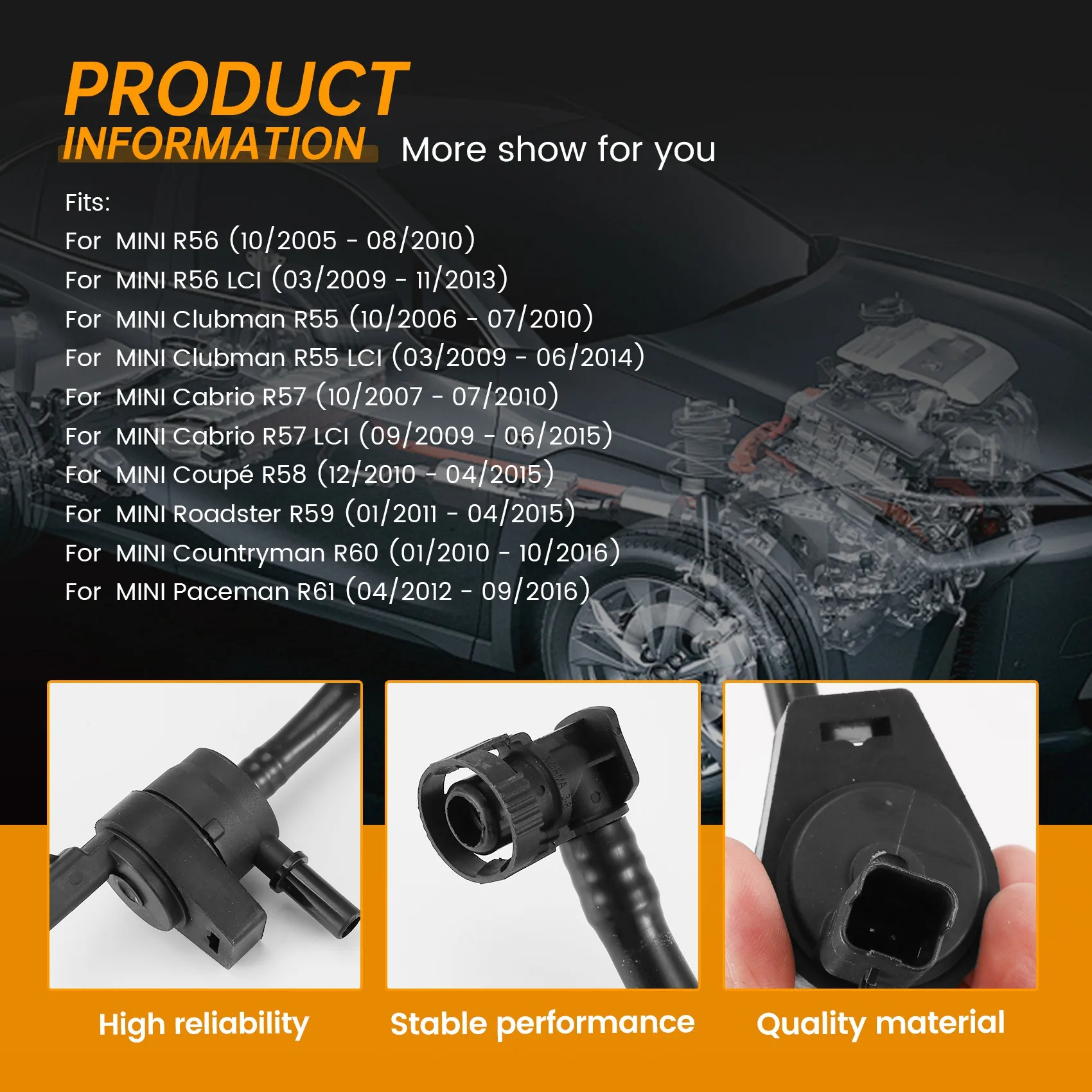 

#54G Automotive Parts & Accessories,Fuel Tank Breather Valve For BMW Mini Cooper One R55 R56 N12 N16,Black