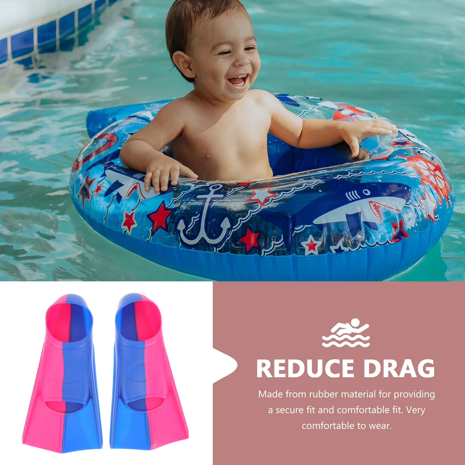 

Children Swimming Fins Rubber Flippers for Kids Training Use Lightweight Comfortable Fit Swim Workout Diving Snorkeling
