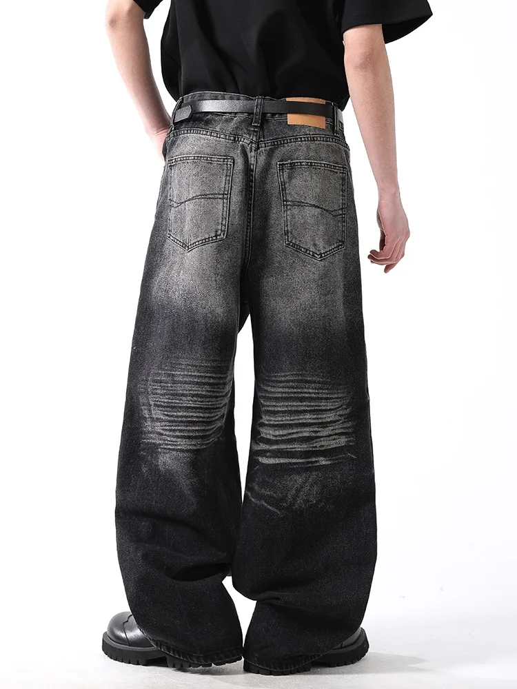 

Retro Waed Loose Straight Leg Jeans Men's Autumn Spring American Trendy Brand Denim Pants Wear Resistant Youth ular