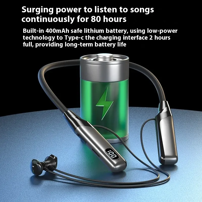 Bluetooth Neck-Worn Earbuds 5.3 Wireless Noise Cancellation Ultra Long Battery Life Compatible with Apple Huawei view 4