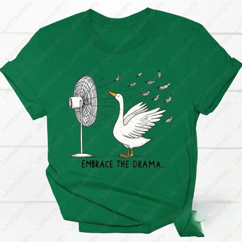 Grappige Gans Grafische Tees Omarmen Het Drama Boerderij Dieren Tops Mannen Vrouwen Katoen Mooie Zomer Unisex Volwassen Alle Match Leisure T-shirt