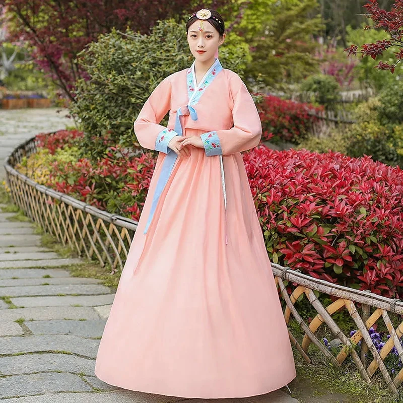 Orthodox Hanbok Folk Women Traditional Costume Korean Dress Elegant Princess Palace Costume Korea Emboridery Wedding Party Dress