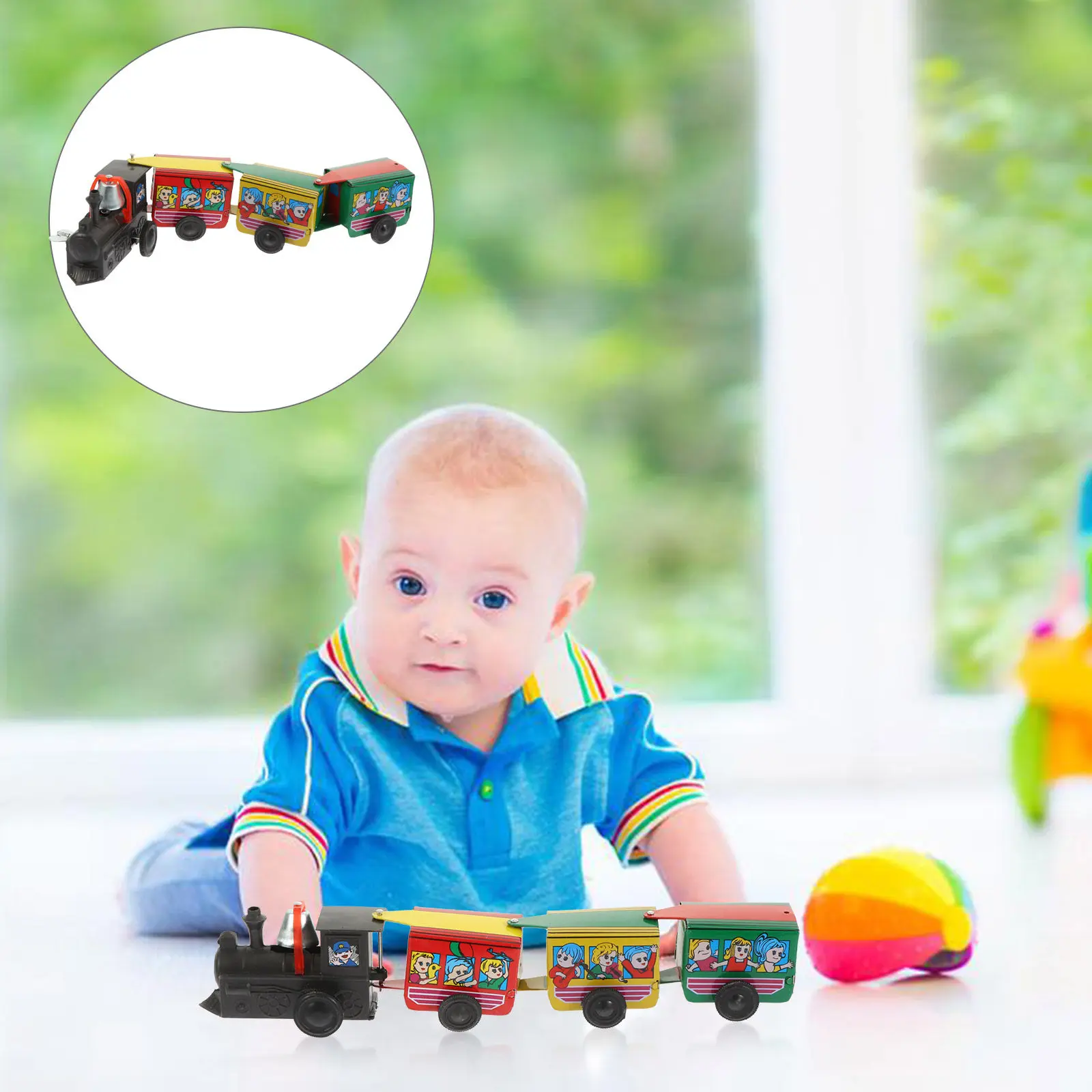 

Wind Up Iron Tin Train Retro Clockwork Mini Decorative Ornament Desktop Fun Educational Kid Early Learning