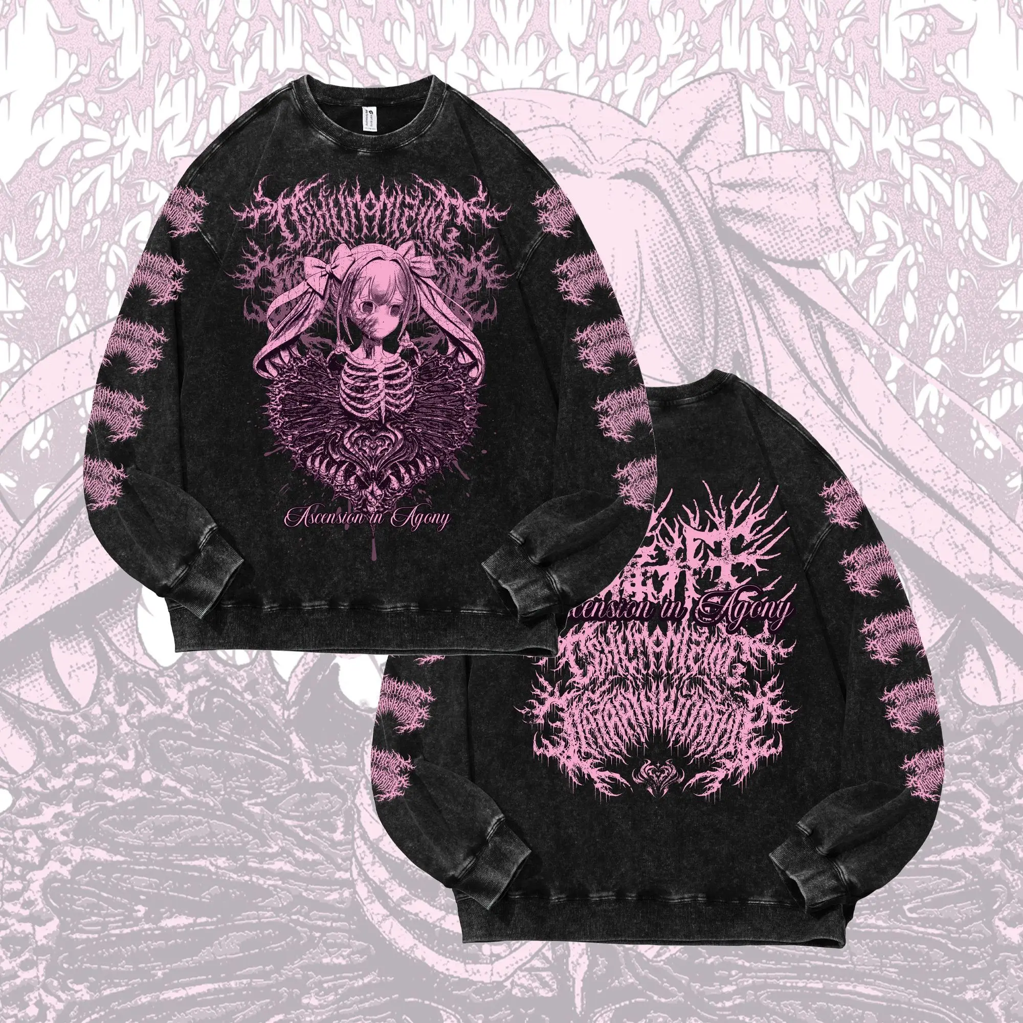 Sudadera con capucha de Color de retales subcultura con estampado de Anime estilo Harajuku japonés para mujer, sudadera informal de gran tamaño Punk callejero americano