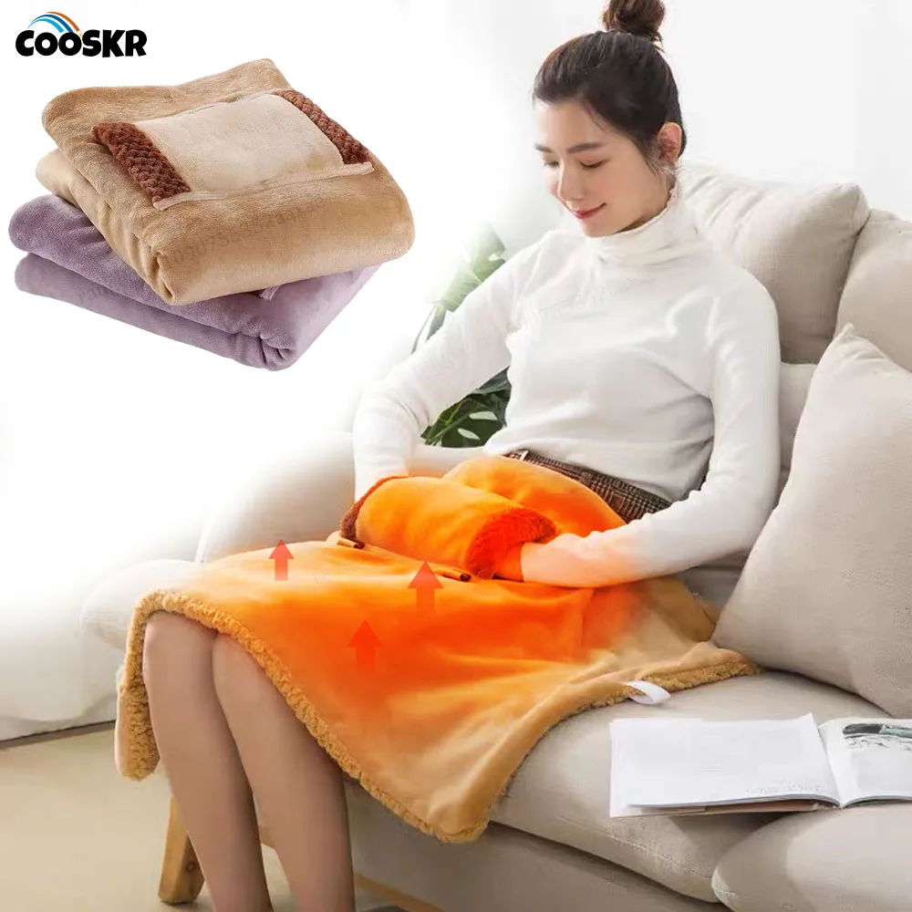 

Warming Blanket USB Portable Heated Blanket Body Hand Warmer 5V Safe Voltage Flannel Sherpa Electric Heating Blanketry 60cm 80cm