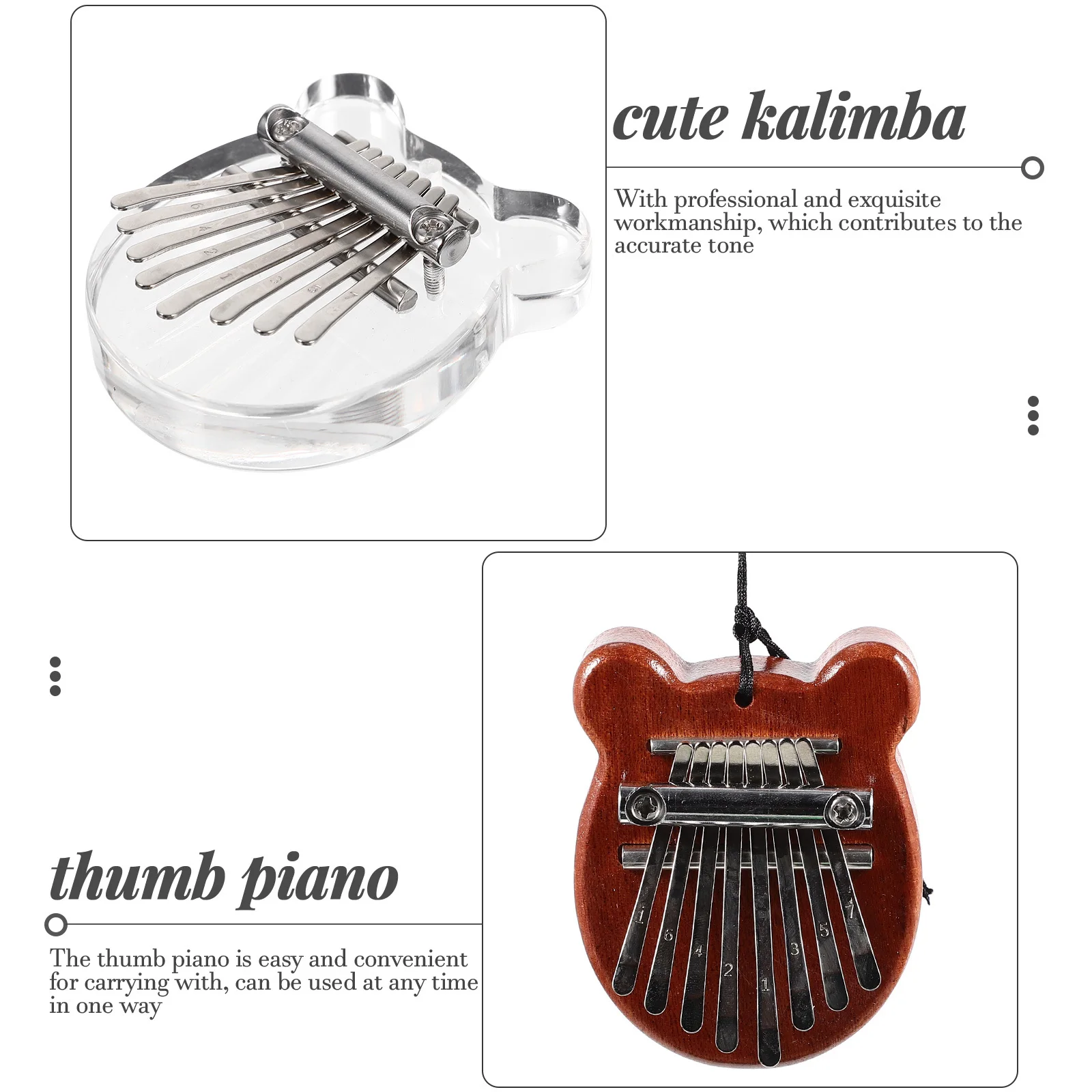 

2Pcs Mini Kalimba 8 Note Thumb Piano Professional Exquisite Workmanship Accurate Tone Portable Gift Cute Kalimba