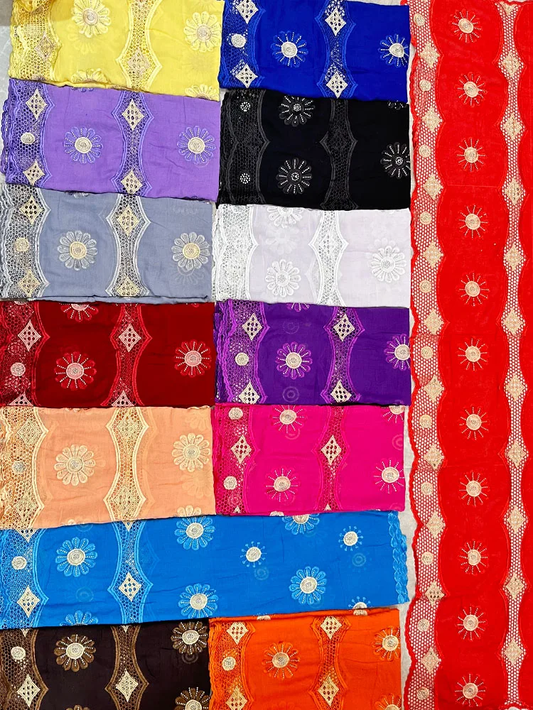 african muslim women scarf Luxury Scarf High Quality 100% Cotton Dubai African Women shawls  Embroidery Chemical Lace Scarf