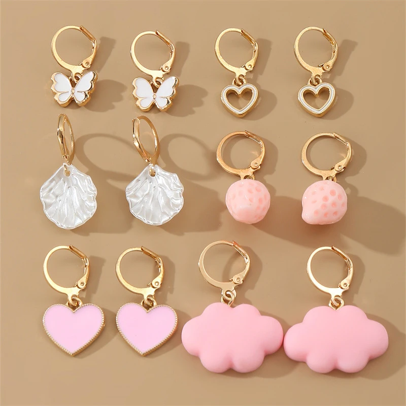 12pcs/set Minimalist Earring Set – Sculptural Butterfly Motifs on Clean Geometric Hoops.