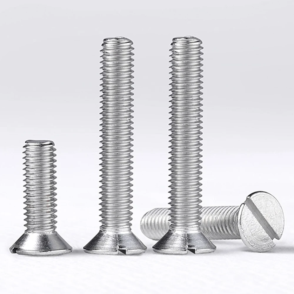 

20/50/100PCS GB68 Metric Threaded 304 Stainless Steel Slotted Countersunk Head Machine Bolt Screw