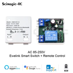 Ewelink Smart Remote Control Wireless Wifi Switch Module 1CH Output Input  AC 110V 220V 230V RF Receiver 5A Relay For Alexa DIY