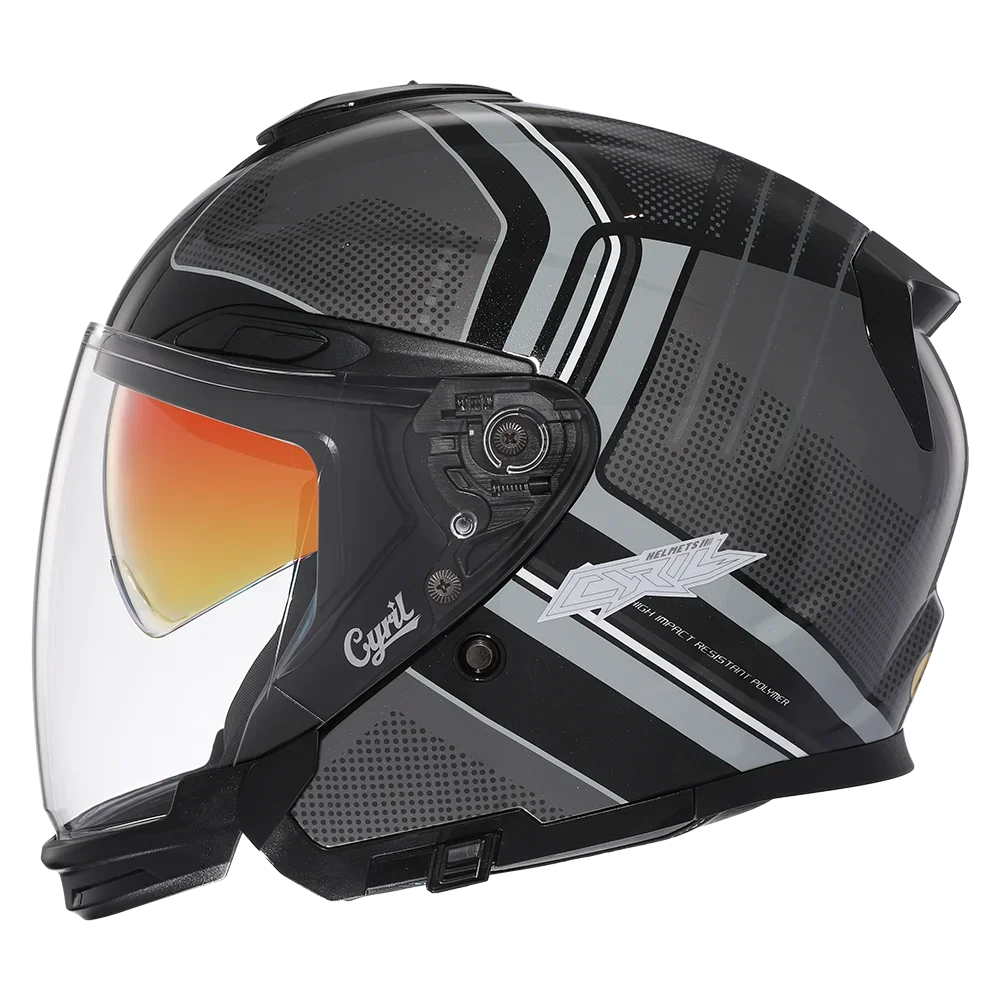 ABS Shell Motorcycle Helmet with Dual Visor Moto Open Face Helmets Dot certified CYRIL R18 Helmets Motorcycle for Men and Women