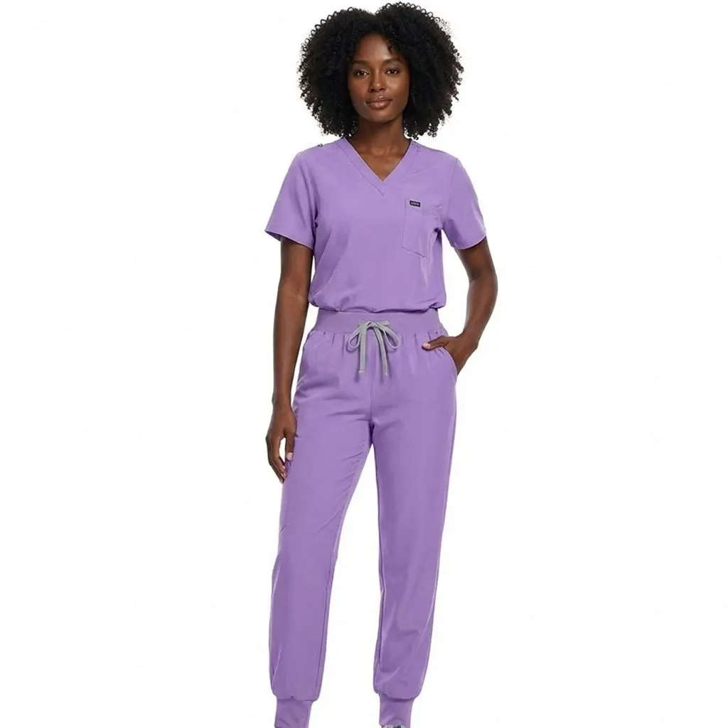 Unisex sneldrogende scrubset met korte mouwen - 2-delig tand- en ziekenhuiswerkuniform voor artsen en verpleegkundigen