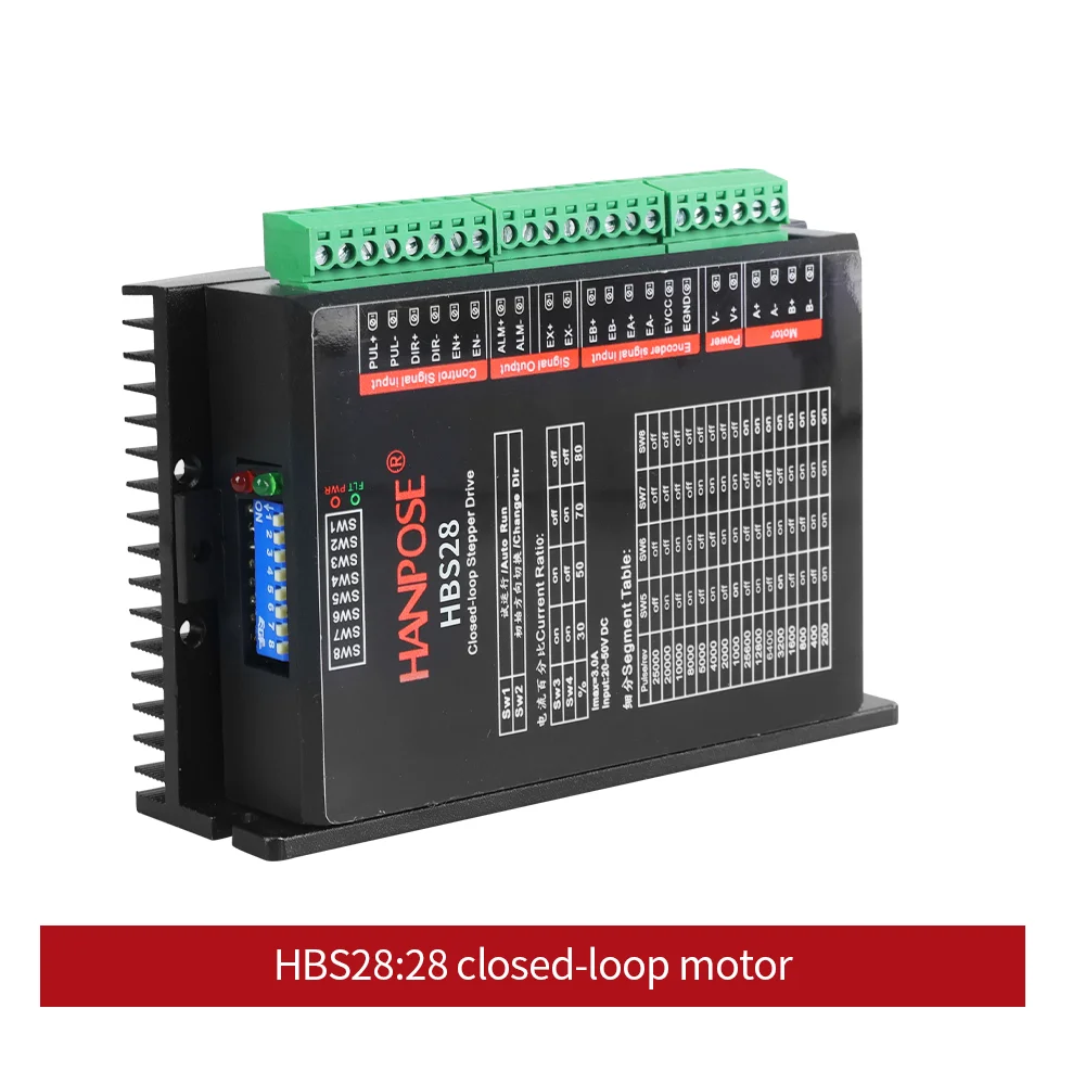 HANPOSE NEMA14 HBS28 DC closed-loop stepper motor driver with high torque/regulating current setting single and double pulses