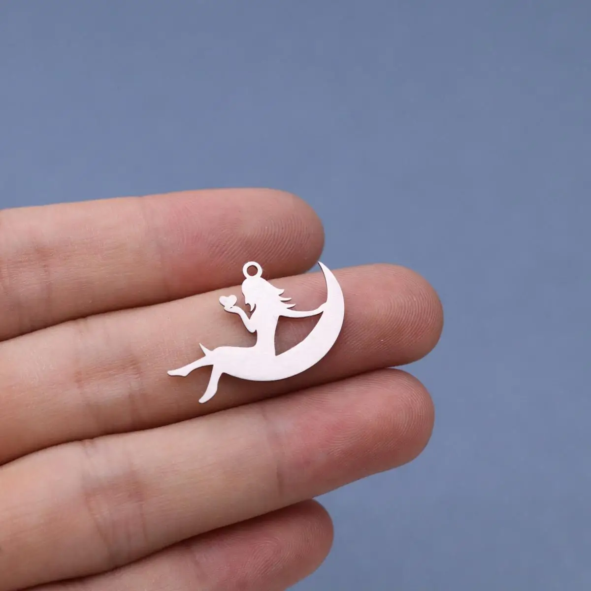 3pcs Dreamy Moon Girl Charms Stainless Steel Heart Moon Pendant for DIY Jewelry Making Earrings Necklace Findings Supplies
