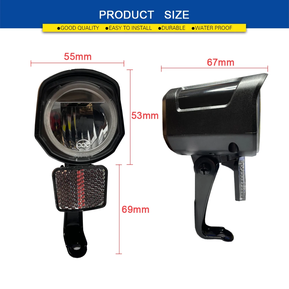 6V-72V Electric Bicycle Front Light 2pin Waterproof/SM Connector Cycling LED Safety Warning Lamp Electric Bike Accessories