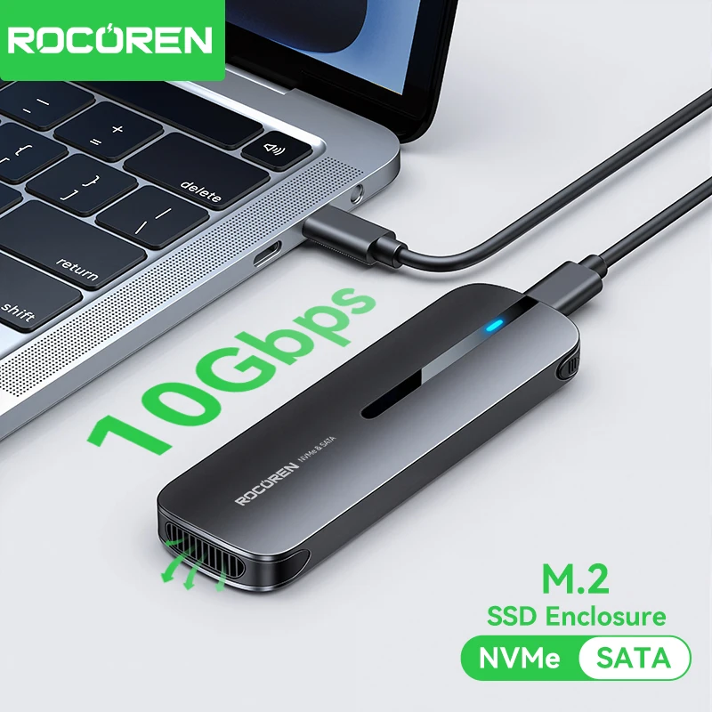 

Внешний корпус Rocoren M.2 SATA NVMe 10 Гбит/с для SSD, Type-C USB A 3.2 Gen 2, для накопителей M2 2230, бокс для хранения дисков