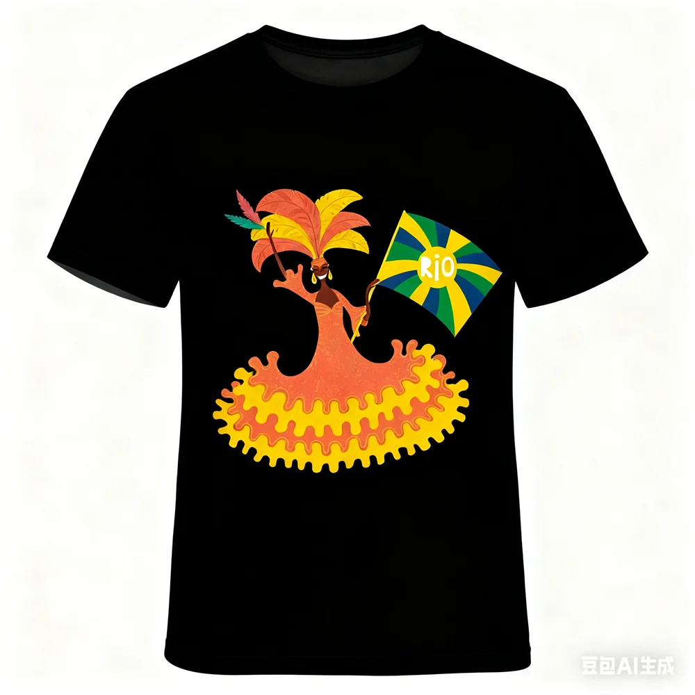 

Summer Brazil Carnival Elements Men's T-shirt 3D Samba Printed O-Neck Pullover Tops Leisure Fashion Breathable Short Sleeve Tees