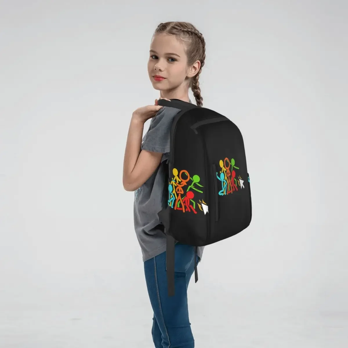 Five Stick Figures Alan Becker Gaming Backpack Daypack Children BookBag School Bag Shoulder Bags for Men Women