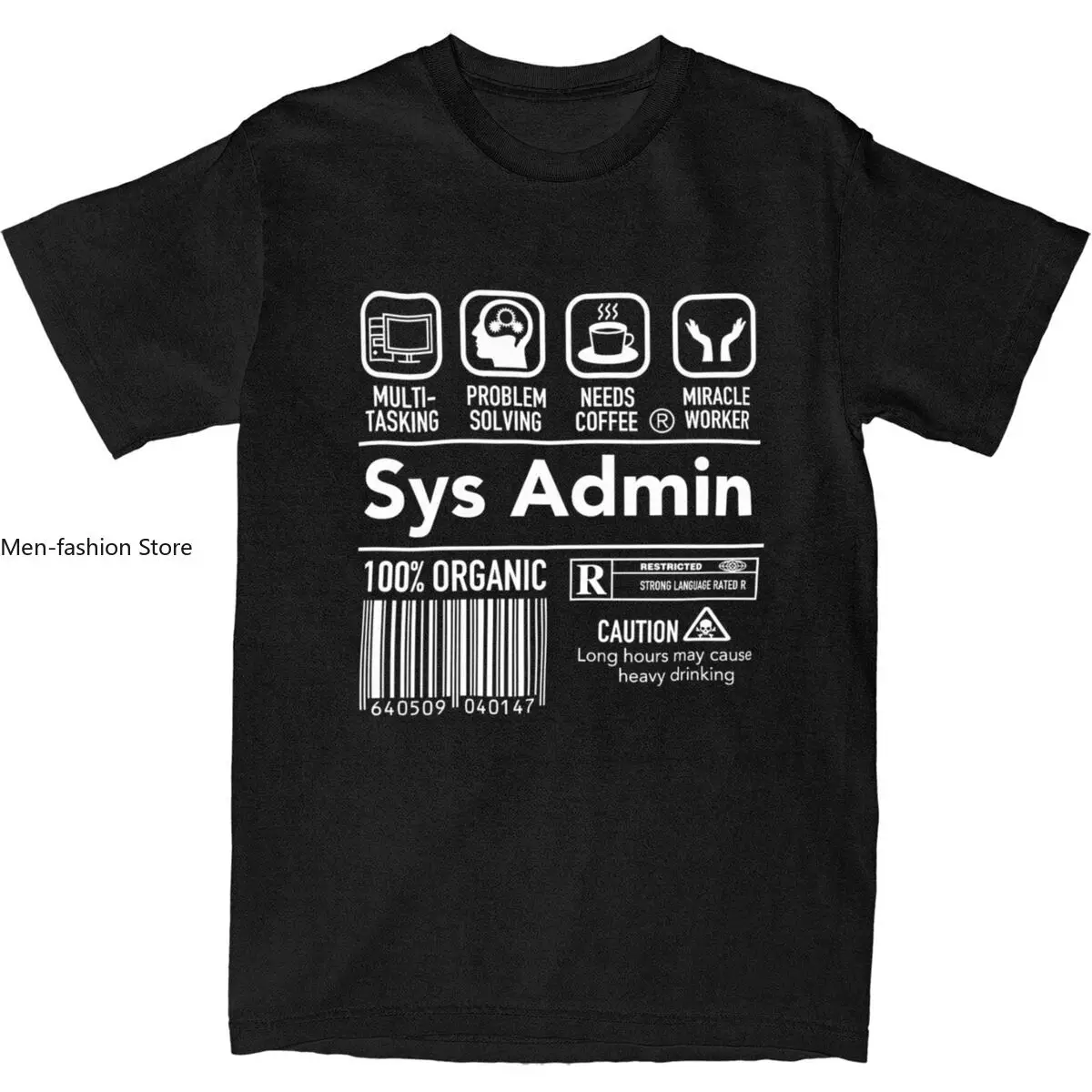 Computer System Administrator T-Shirt Unix Linux SysAdmin Novelty T-Shirts Short-Sleeve Street Style Tops Cotton O Neck Top Tees